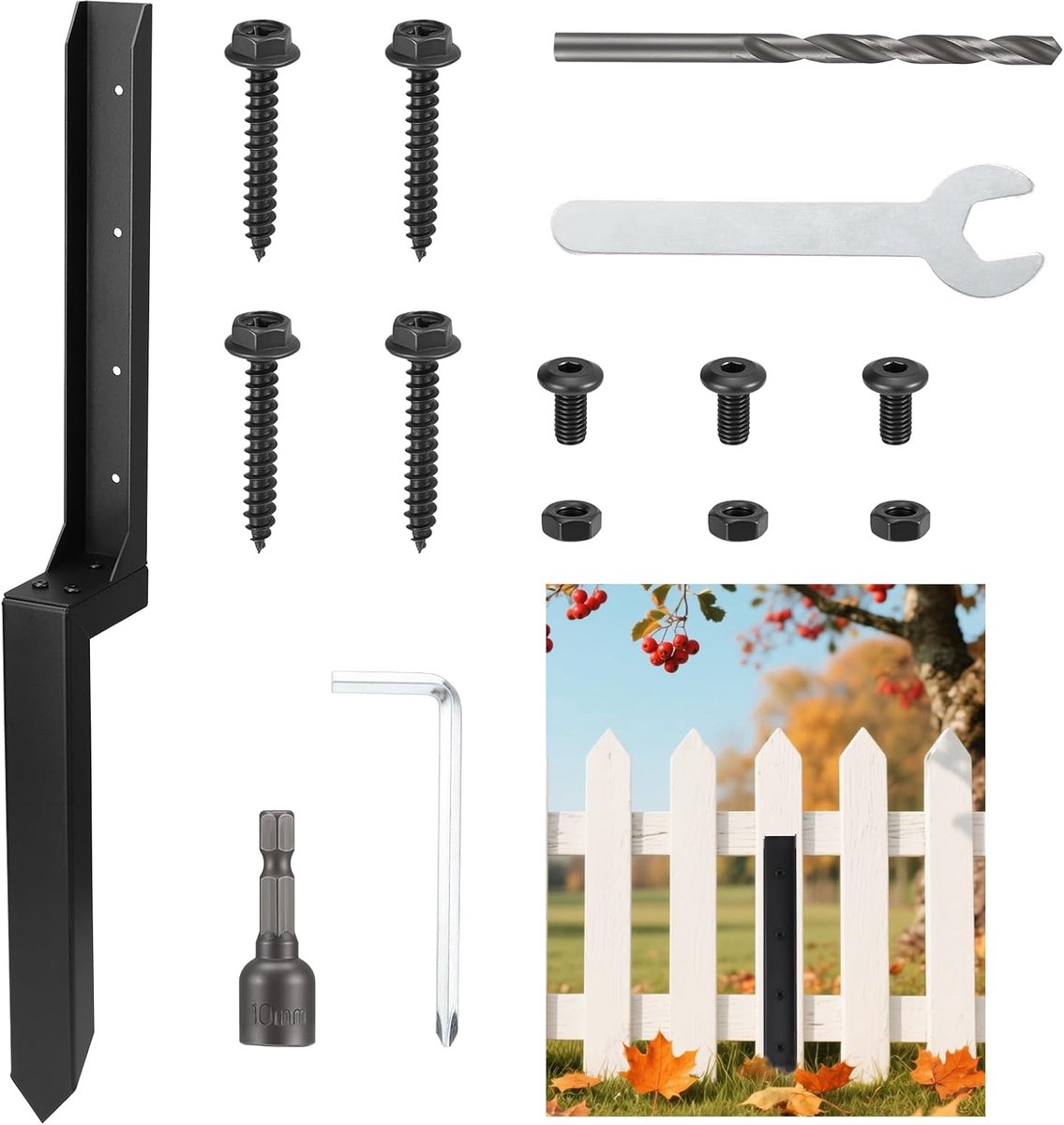 SnelShoppen - Fence Post Repair Kit - Krachtige Grondpen voor Scheve of Gebroken Houten Hekpalen - 1 Stuk - Roestbestendig Gegalvaniseerd Staal - Zwar