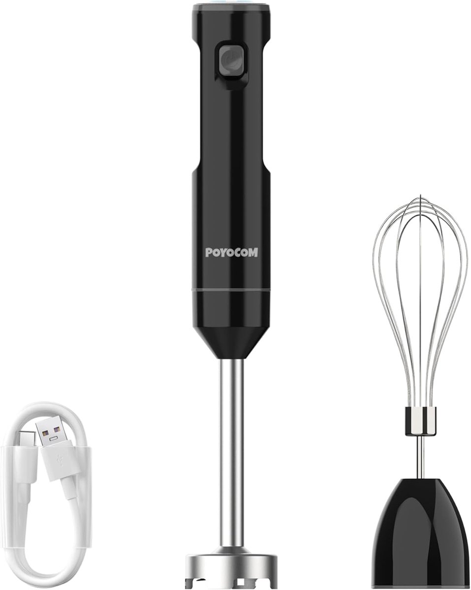 SnelShoppen - Draadloze Handblender met Variabele Snelheid, Oplaadbare Staafmixer met Type-C Kabel, Eieren Klopfunctie voor Smoothies, Milkshakes, Sau