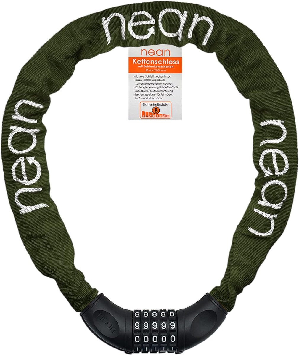 SnelShoppen - Fietsslot met Cijfers en Hoge Veiligheid, Fietsketting Slot, Combinatieslot, Verstevigde Stalen Ketting, 6 mm x 900 mm, Zwart