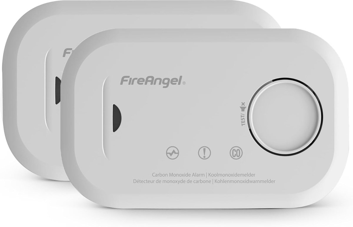 SnelShoppen - CO Detector Twee-Pack - Draagbare Koolmonoxide Meter - AA Gevoede CO Sensor met Testknop - Veiligheid voor Thuis en Reizen