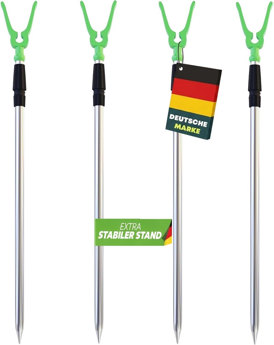 SnelShoppen - MoLife Rod Holder Set van 4 - Lichtgewicht Vissen Hengelsteunen met Telescopische Grondpennen - Hoogte Verstelbaar 43-75 cm - Perfect vo
