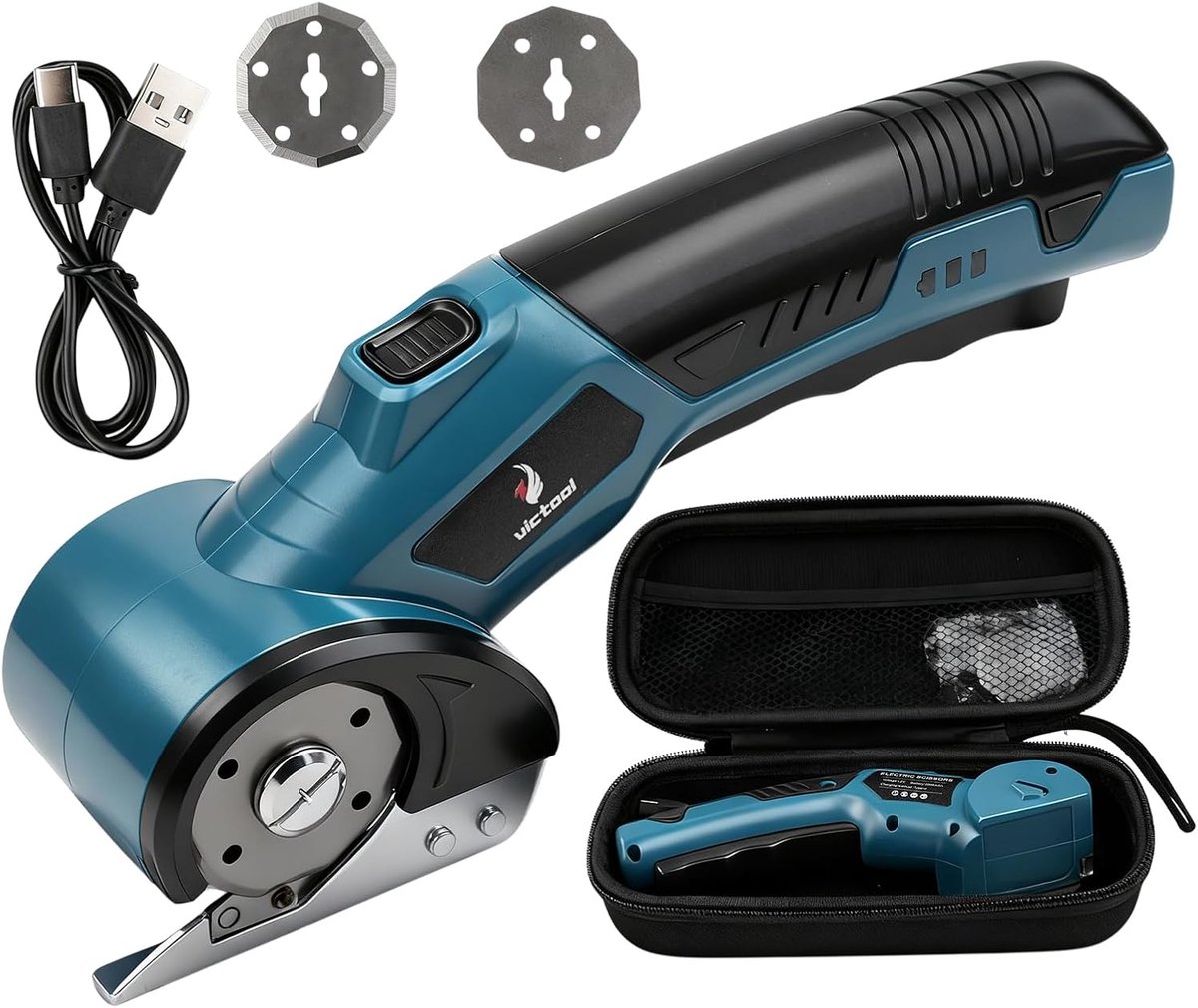 SnelShoppen - Elektrische Karton Snijder met 2 Bladen, Draadloze Schaar 4.2 V, Veiligheidsvergrendeling, LED Verlichting, Universele Snijder voor Papi