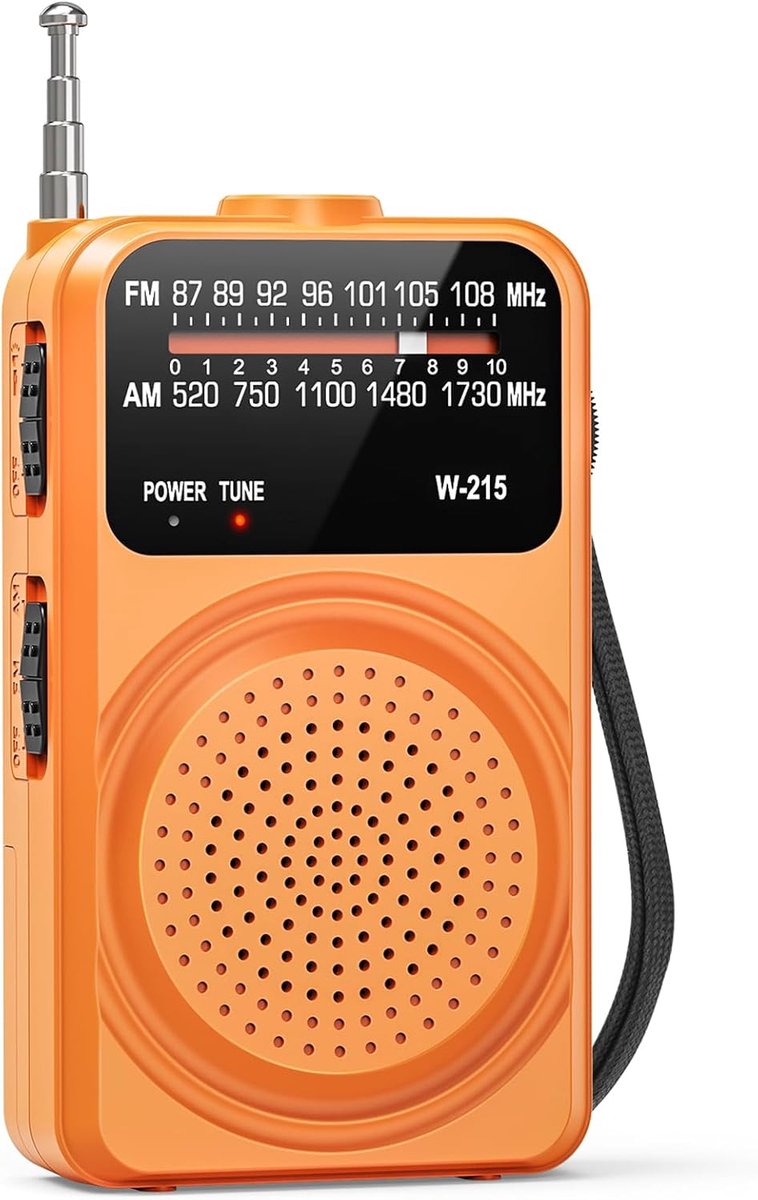 SnelShoppen - Mini Portable Radio met Superheldere Zaklamp, Draagbare FM/AM Radio op Batterijen, Klein met Geweldige Ontvangst, Hardspeaker, Hoofdtele