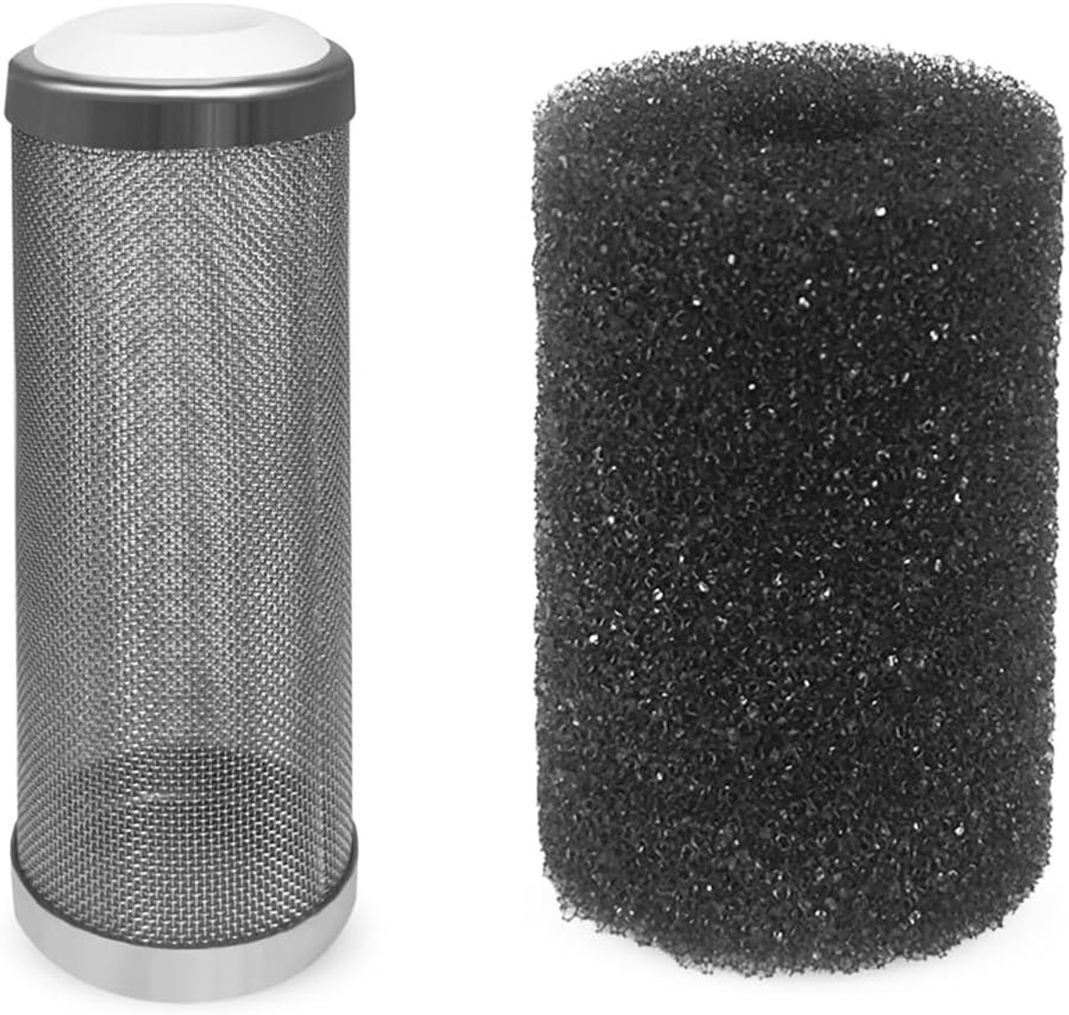SnelShoppen - Aquarium Filter Guard RVS Instroom Inlaat Mand Mesh Garnalen Bescherming met Filterspons - 12 mm voor Veiligheid van Kleine Vissen en Ga