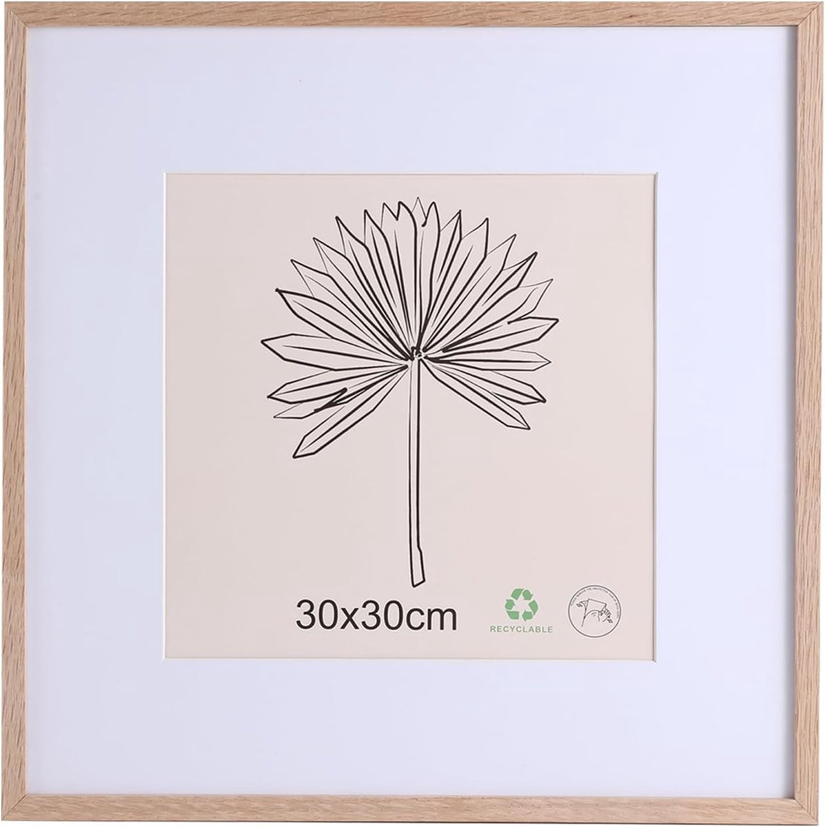 SnelShoppen - Fotolijst 30 x 30 cm Hout met Mat en Acrylglas - Hangend voor Foto's, Posters en Puzzels - Verticaal en Horizontaal Gebruik - Decoratie