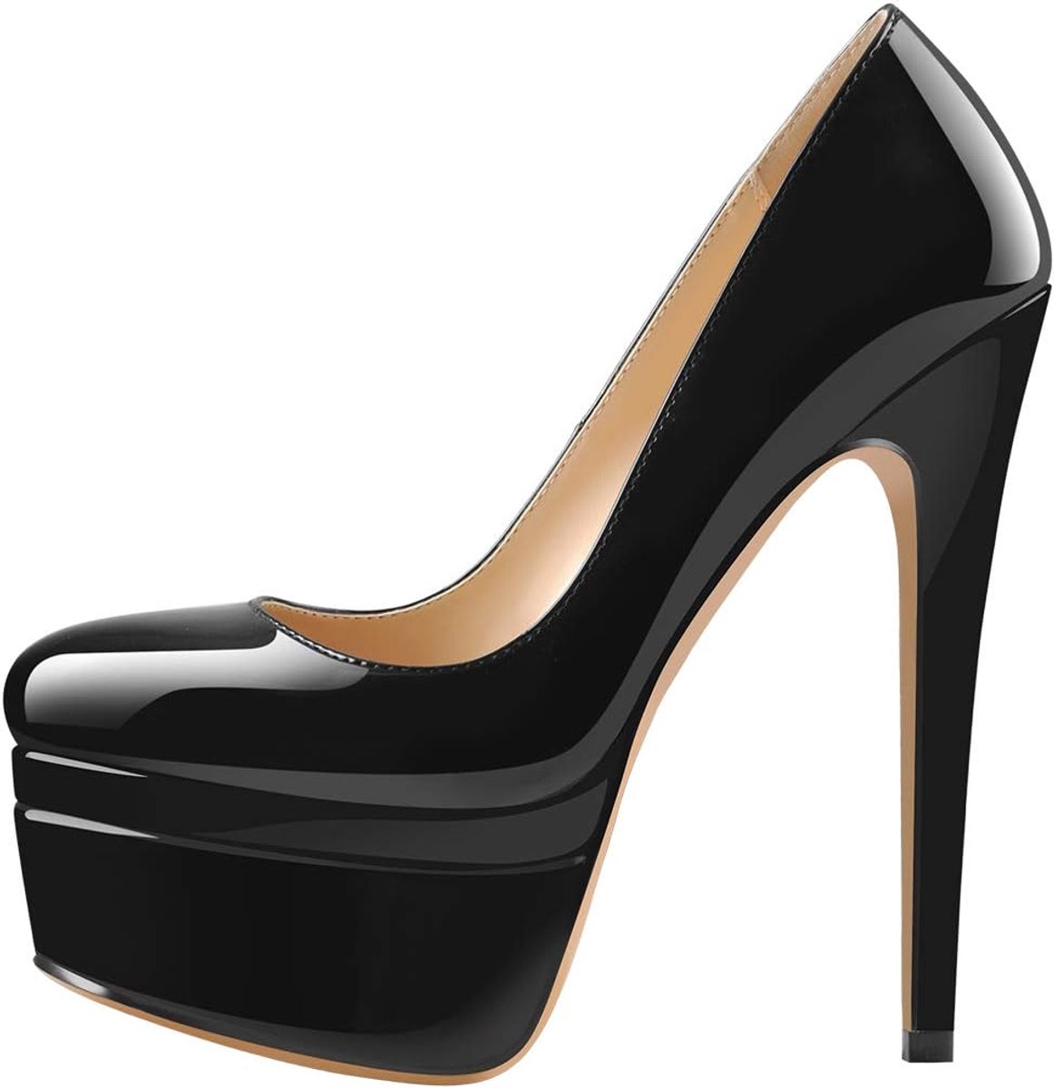 SnelShoppen - MissHeel Double Plateau Pumps Stiletto's Platform High Heels Sexy voor Feest, Bruiloft, Avond, Zwart, 36-41