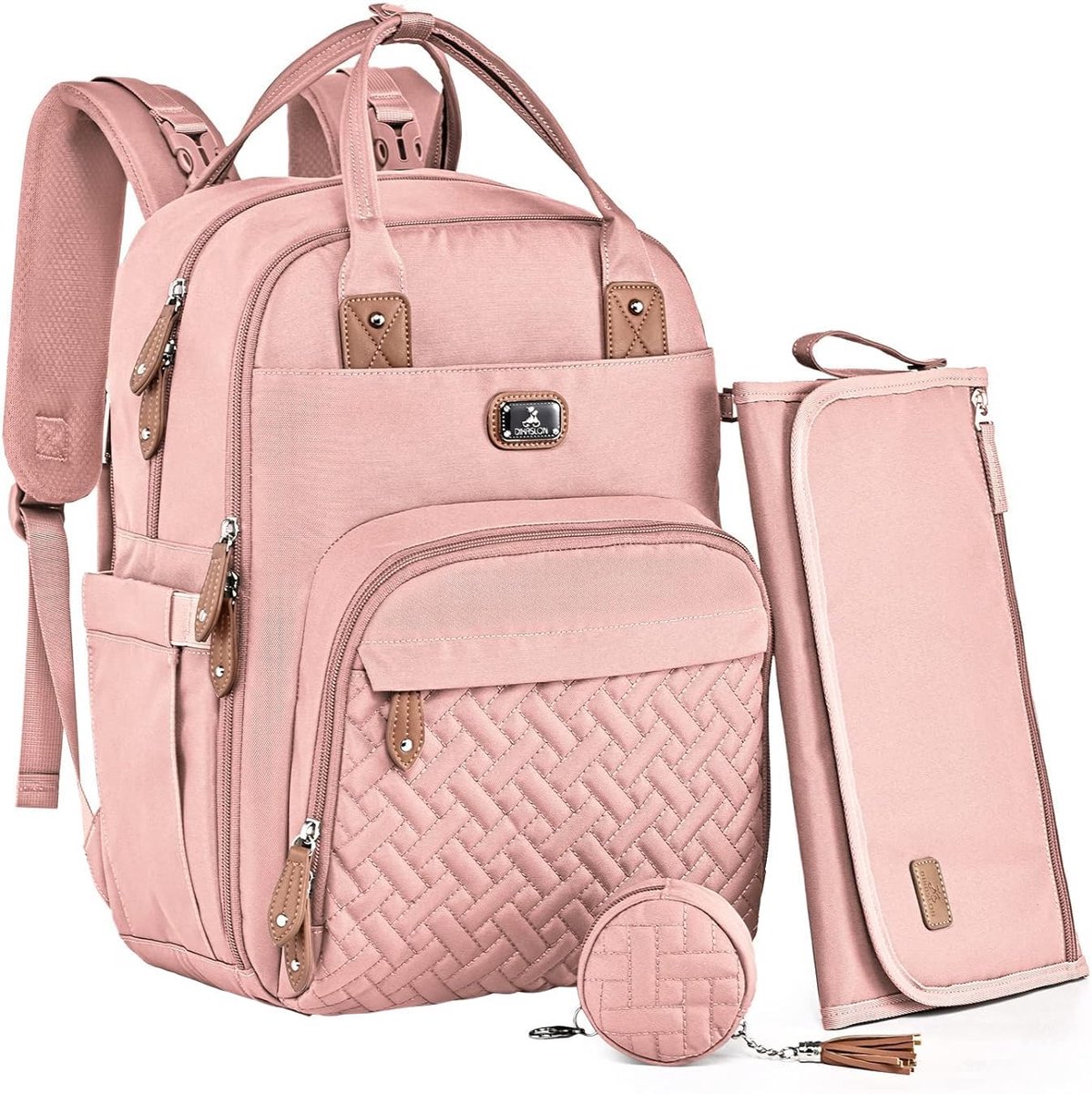 SnelShoppen - Luxe Luiertas Rugzak voor Mama en Papa - Grote Luierrugzak met Veel Opbergruimte, Fopspeenhouder, Aankleedkussen en Kinderwagenriemen -