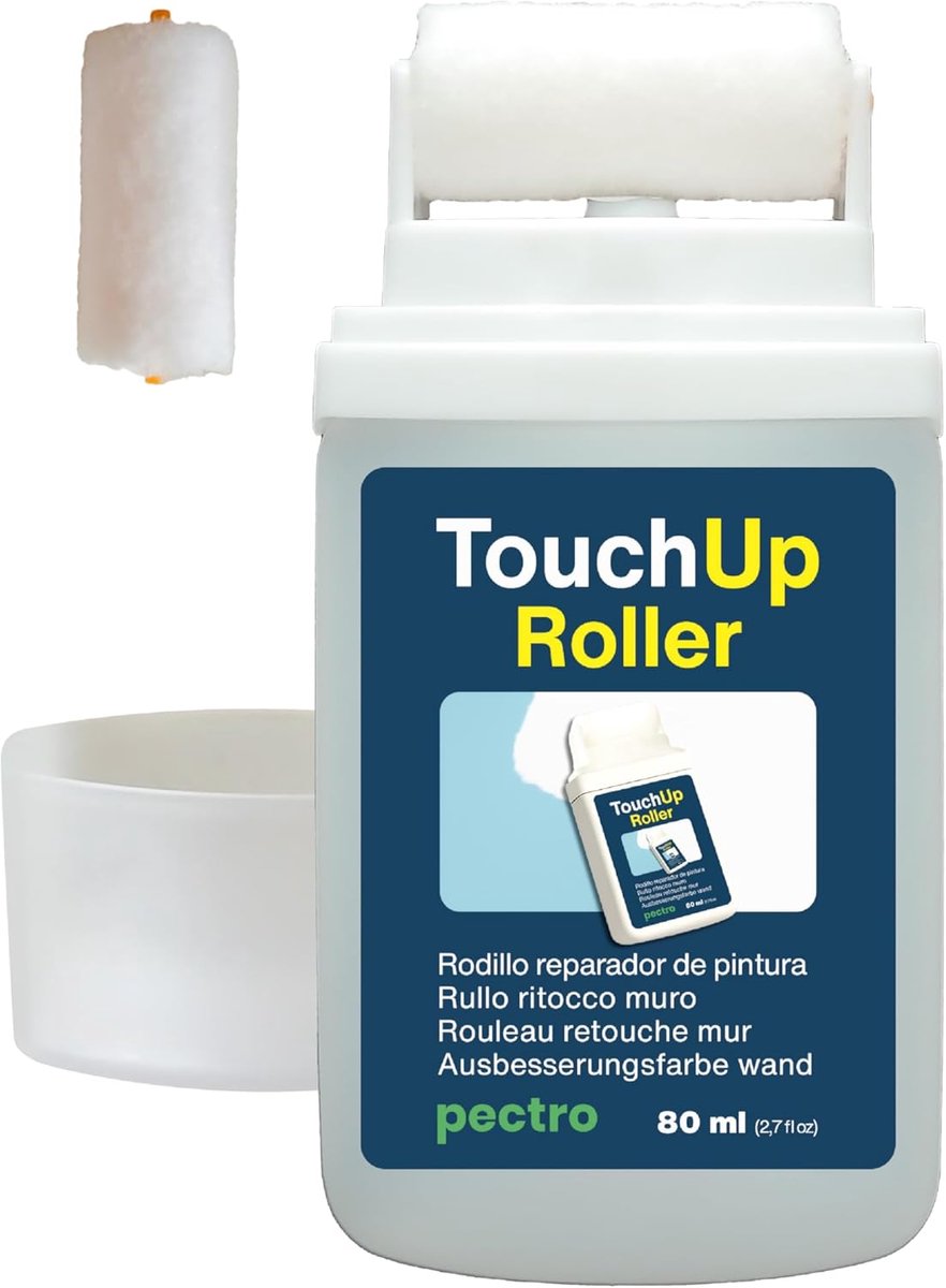 SnelShoppen - PECTRO Verfroller Wandreparatie 80ml - Witte Retoucheverf voor Kleine Herstellingen en Vlekken op Binnenmuren, Inclusief Extra Roller