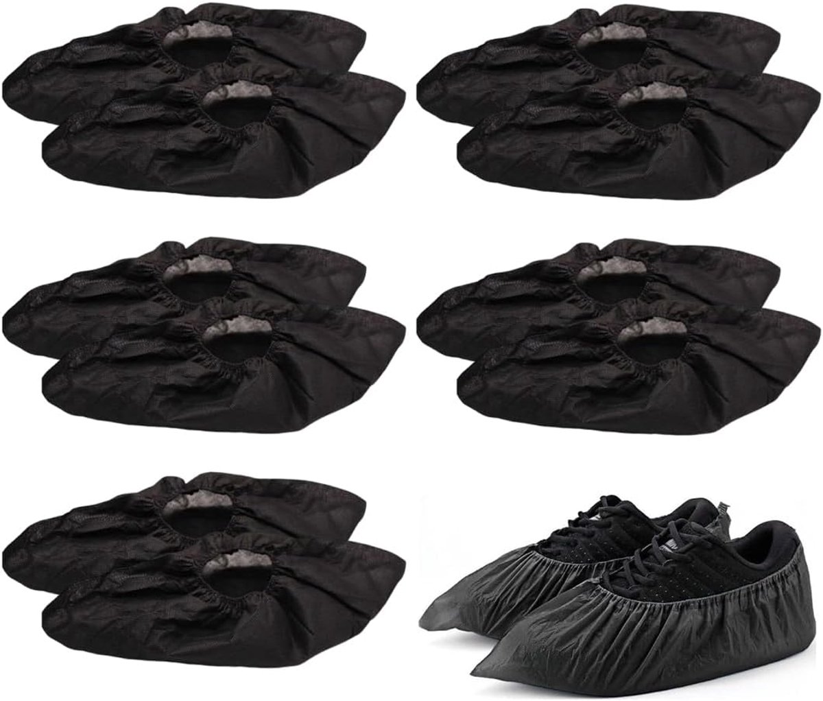 SnelShoppen - 5 Paar Schoeisel Covers, Herbruikbare Non-Slip Overschoenen, Zwart, Duurzaam en Comfortabel voor Vloer- en Tapijtbescherming