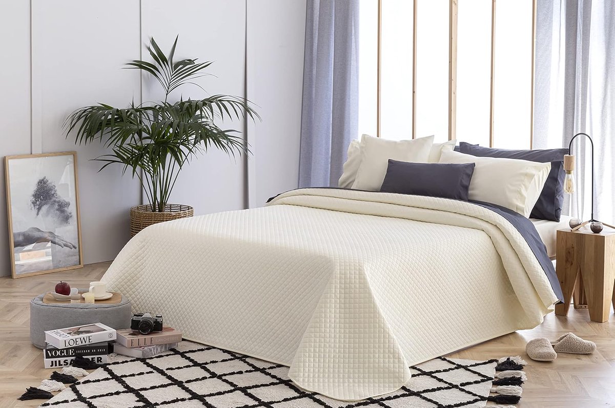 SnelShoppen - Multifunctionele Bedsprei met Ruitpatroon, 100% Microfibre, Extra Zacht, 80/90-180 x 260 cm, Beige, Voor Lente, Zomer, Herfst en Winter