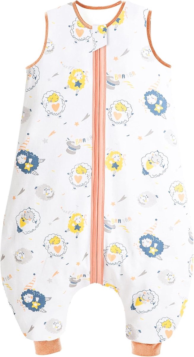 SnelShoppen - Baby Slaapzak Zomer met Voetjes 0.5 Tog, 100% Katoen, Schattige Schaapjes, 90 cm, Geschikt voor Kinderen van 100-110 cm, Ideaal voor Zom