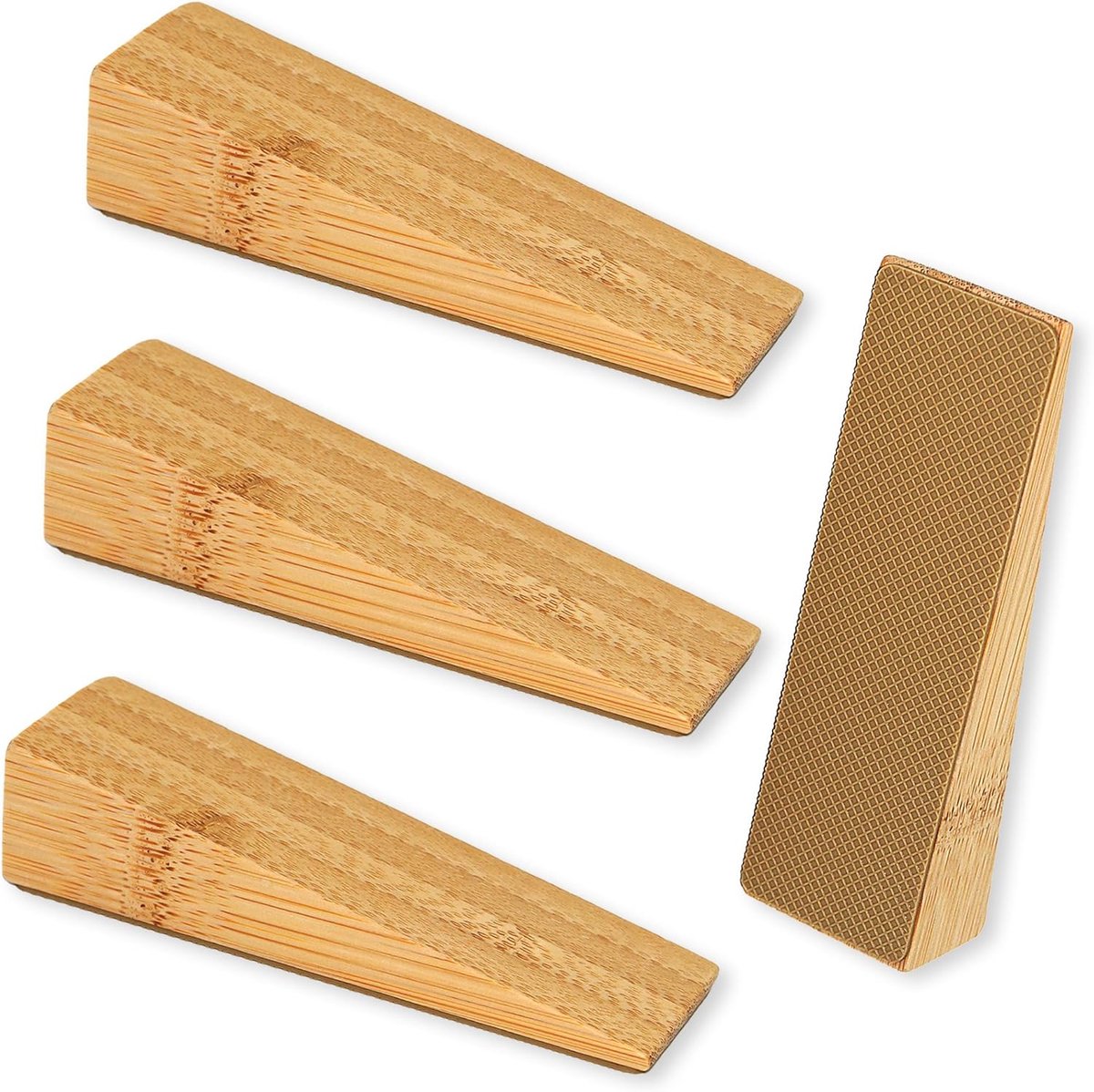SnelShoppen - Bamboo Deurstopper Vloer met Antislip Mat, Houten Wedges voor Alle Deuren, Antislip voor Alle Vloeren, Duurzaam & Natuurlijke Geur