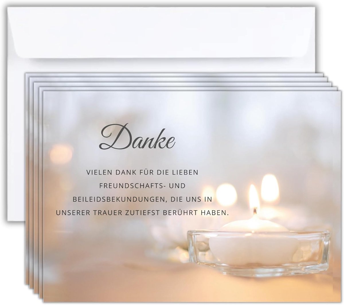 SnelShoppen - 25 Witte Rouwkaarten en Enveloppen, Dankbetuigingen voor Overlijden, Matt Kwaliteit Papier, Postkaartformaat 14.8 x 10.5 cm, Respectvoll