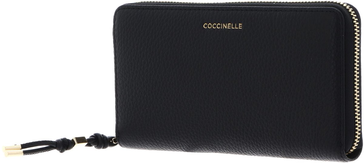 COCCINELLE Leren portemonnee Pansy Wallet Grained Leather Noir zwart
