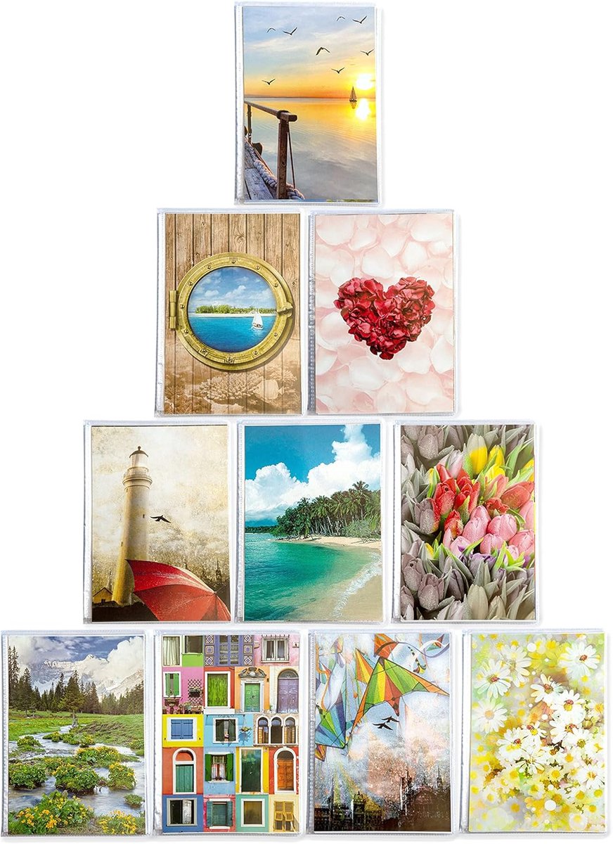 SnelShoppen - Poesia & Ritratto Fotoalbums Set van 10, 13x19 cm, 20 Vakken voor 40 Prints, Personaliseerbare Omslag, PVC, Made in Italy
