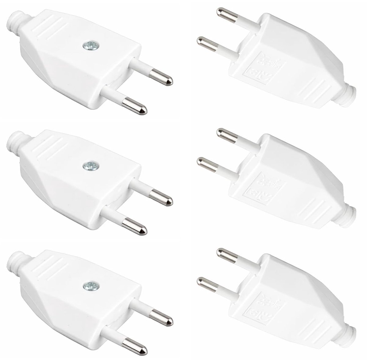 SnelShoppen - Eurostekker Plat, Set van 6 Stroomstekkers, 220V, 2,5A, Hoogwaardige Koperen Geleider, Compacte Stekkeradapter voor Huishoudelijke Appar