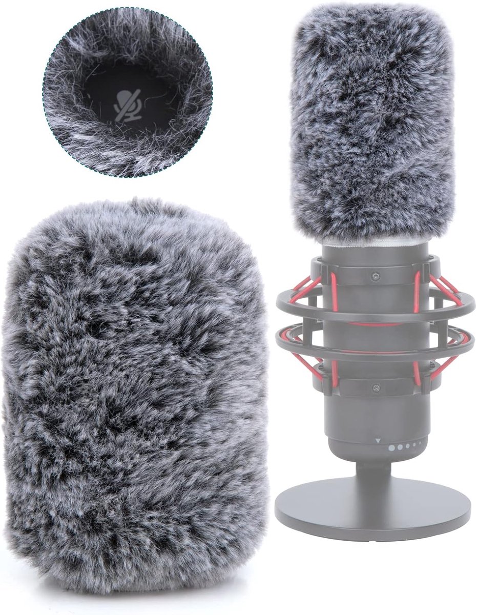 SnelShoppen - QuadCast Pop Filter Microfoon Windscherm Cover Harige Voorruit Muff Verminder Windruis Voor Podcasting en Streaming