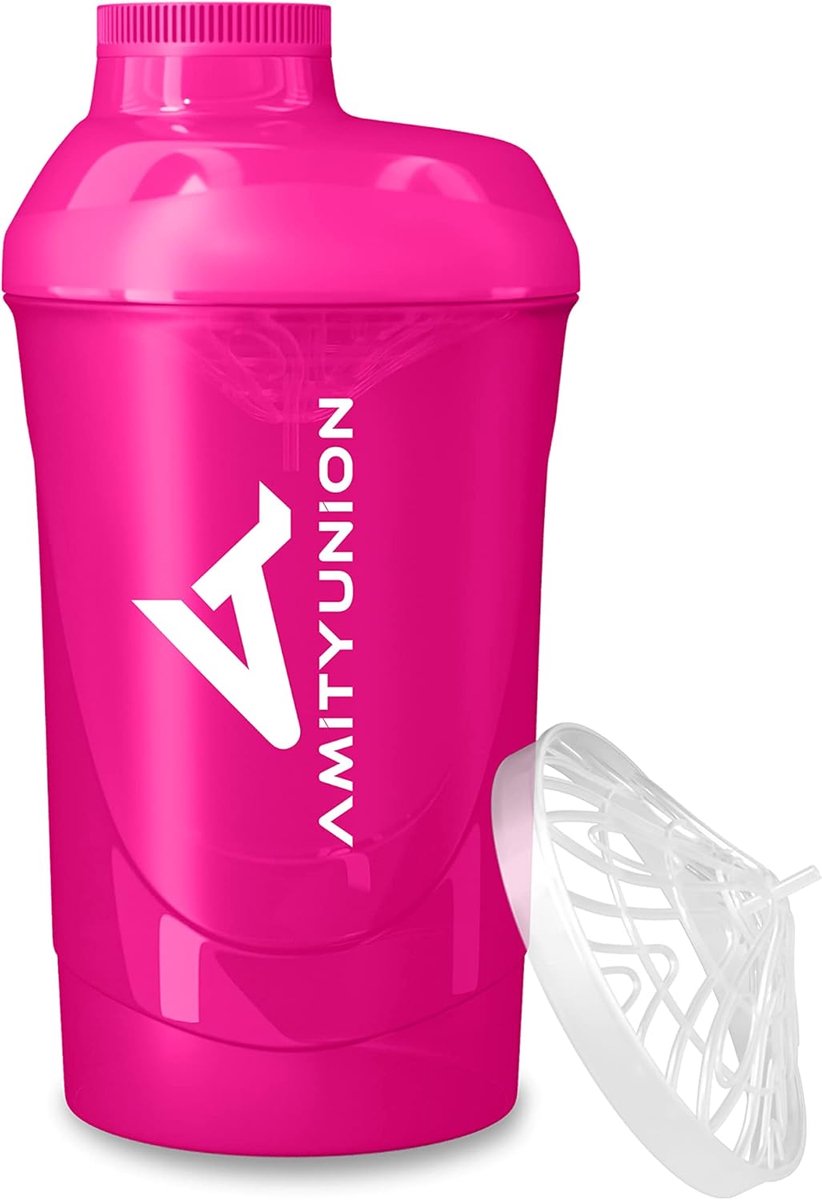 SnelShoppen - Dames Protein Shaker 800 ml - Lekvrij, BPA-vrij, Met Zeef en Weegschaal - Roze Deluxe Fitness Cup voor Romige Wei Shakes, Gym, Isolaten
