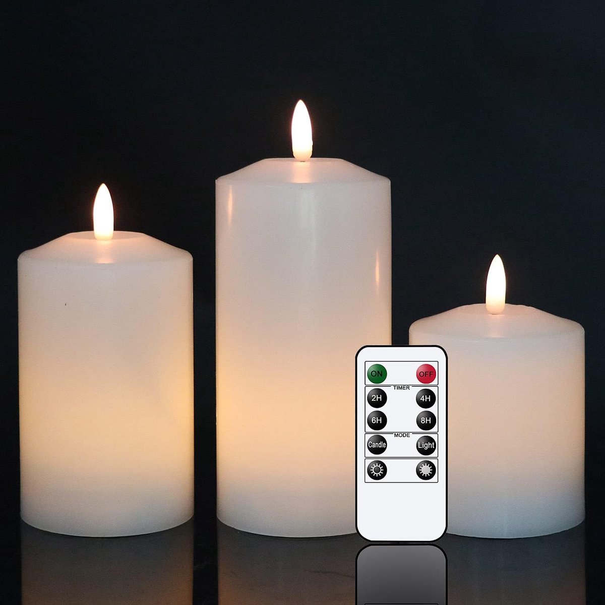 SnelShoppen - 3D Lont LED Wax Kaarsen zonder Vlam, Wit, Met Flikkereffect, Afstandsbediening, Timer, Set van 3 - Perfect voor Bruiloft, Feest, Hallowe