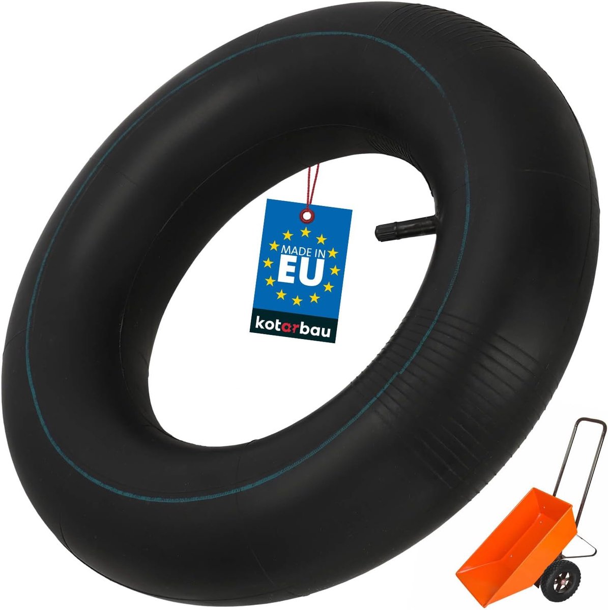 SnelShoppen - Binnenband Kruiwagen 4.00-8 - Gummi - Zwart - Recht Ventiel - ⌀ 35 cm - Vervangende Kruiwagenband - Reserve Binnenband - Robuust voor Tu