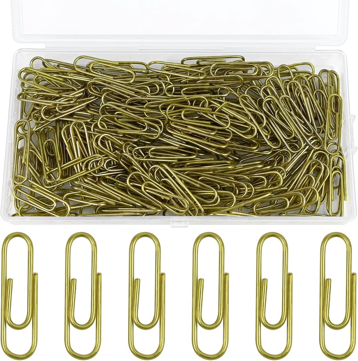 Thijox - Paperclips Goud Set van 210 Stuks Kleine Paperclips 28MM Ovaal Motief Antiek Brons Metalen Paperclips voor Kantoor en Klaslokaal