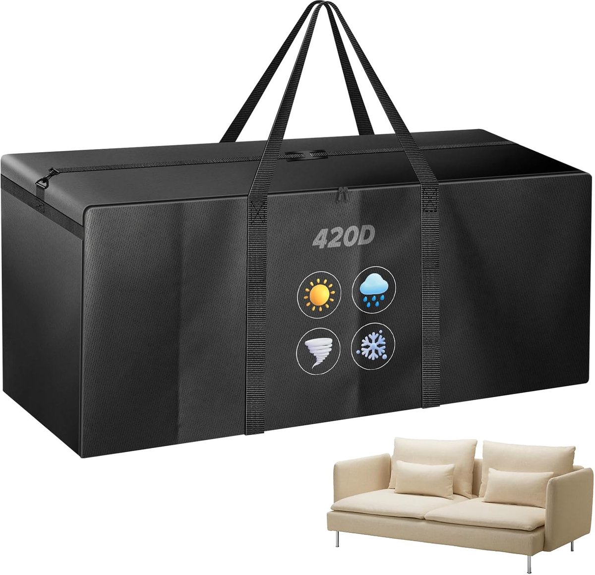 SnelShoppen - Opbergzak voor Tuinkussens, XXXL 670L, Waterdicht Oxford 420D, 173 x 51 x 76 cm, UV-Bescherming, Robuuste Opbergzak voor Kerstboom en Ku