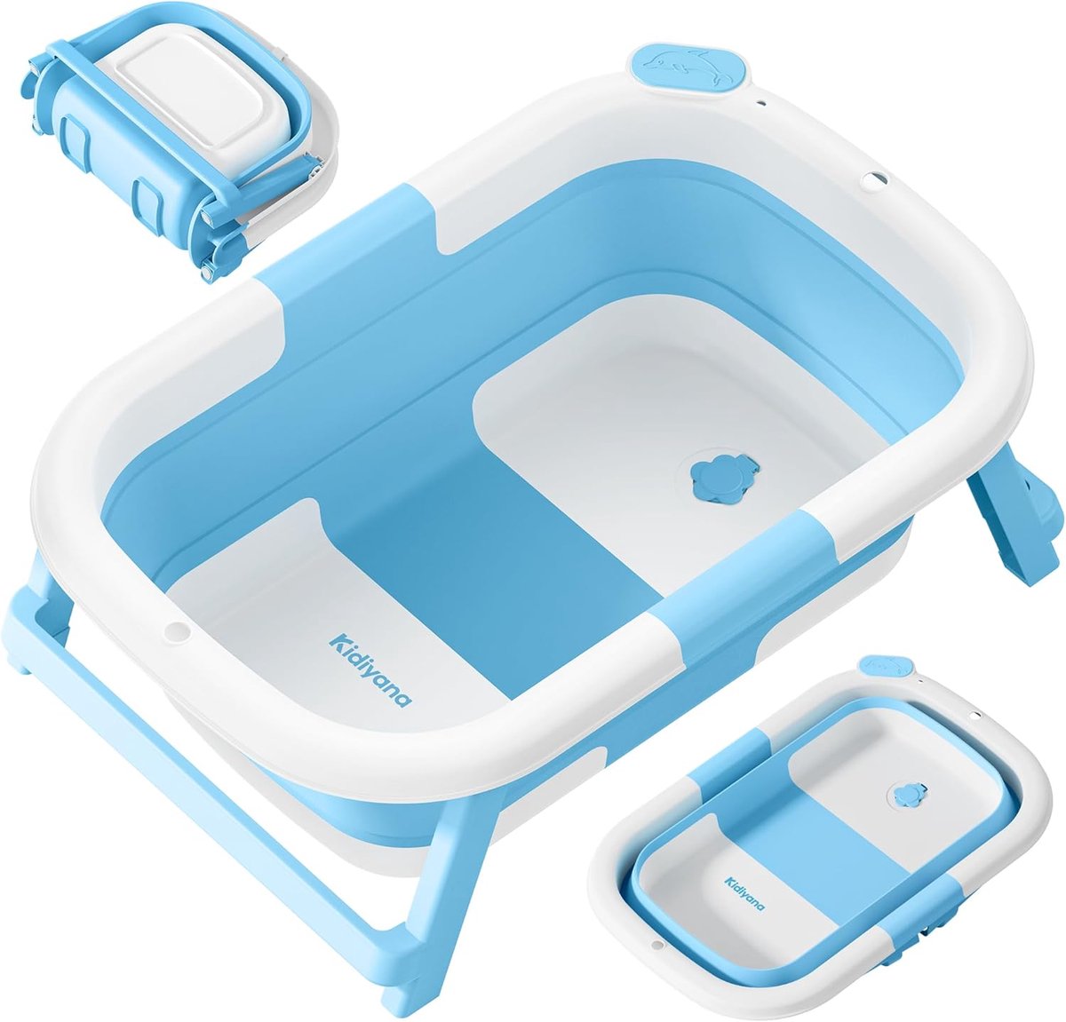 SnelShoppen - Vouwbare Babybad met Stand, Stabiel en Antislip, Ruimtebesparend Opvouwbaar, Met Afvoer, PP en TPE, 30L, Compact Draagbare Babybad, 0-3
