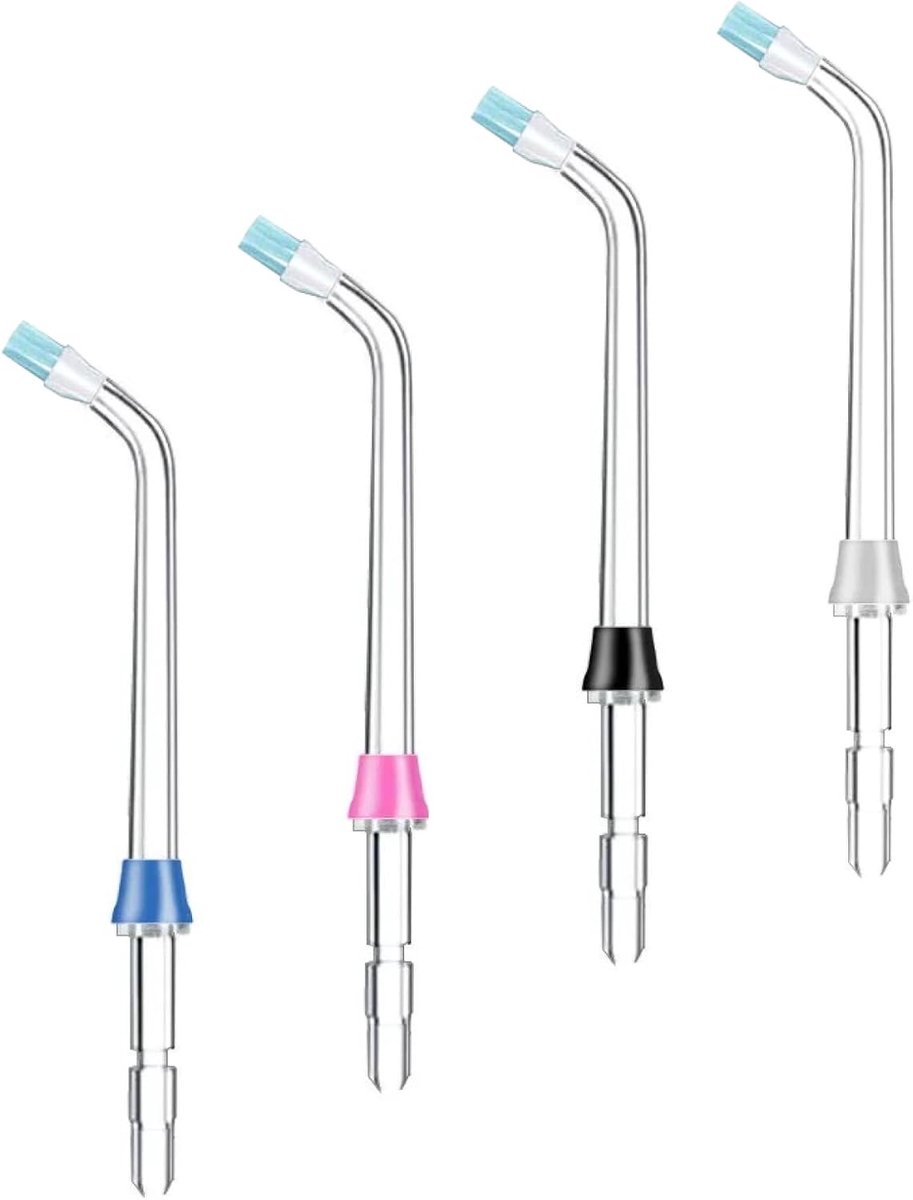 SnelShoppen - 4 Stuks Water Flosser Vervangingsstukken voor Tandreiniging - Geschikt voor Waterpik Waterflosser - Polished Metaal, Precisie, Hygienisc