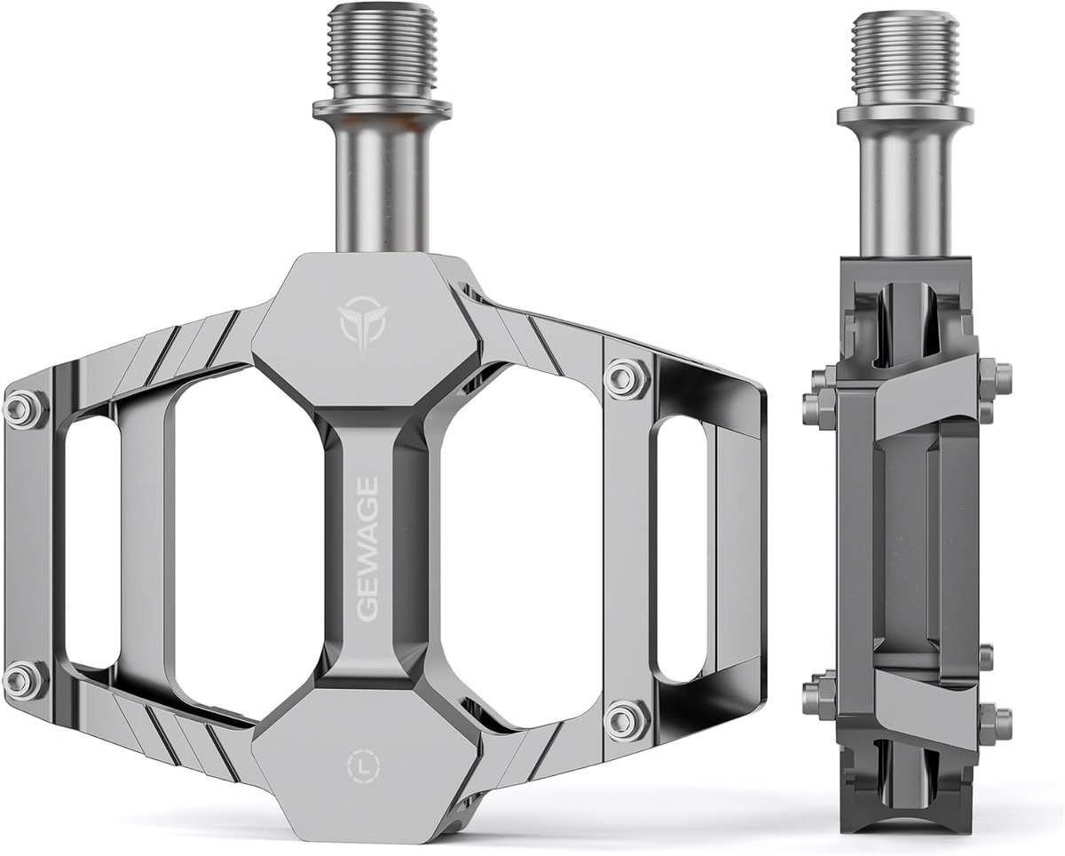 SnelShoppen - Lichtgewicht CNC Aluminium Fiets Pedalen Set - Non-Slip Spikes - CR-MO As - 283g - Geschikt voor MTB, Gravel, Trekking, Wegfiets en Kind