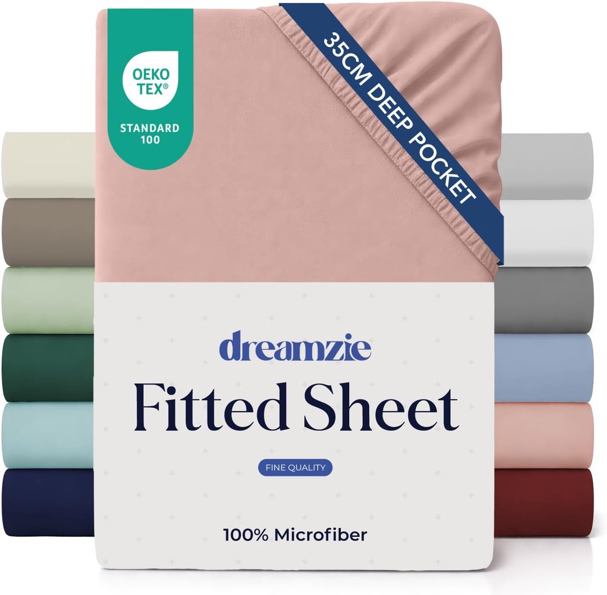 SnelShoppen - Fitted Sheet 180 x 200 cm - 35 cm Hoes - 100% Microfiber - Lichtroze - Geschikt voor Dikke Matrassen - Oeko TEX Certificaat - Elastische