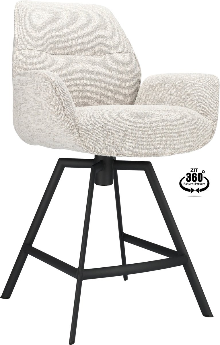 Icon Living - Barkruk Lux ZH 65 Stof Lodge Linen Leg Black 360° Return-system