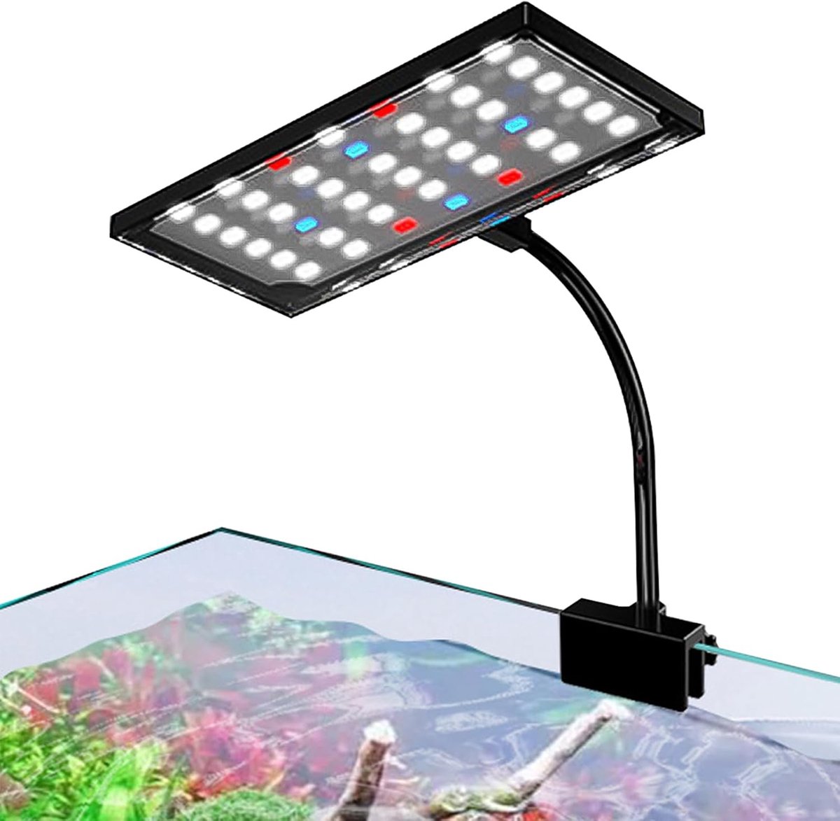 SnelShoppen - Ledlamp Aquarium 14W, Clip-on Verlichting voor 40-100 cm, 10 Helderheidsniveaus, 3 Modi, Flexibele Zwanenhals, Tijdgestuurde Lus