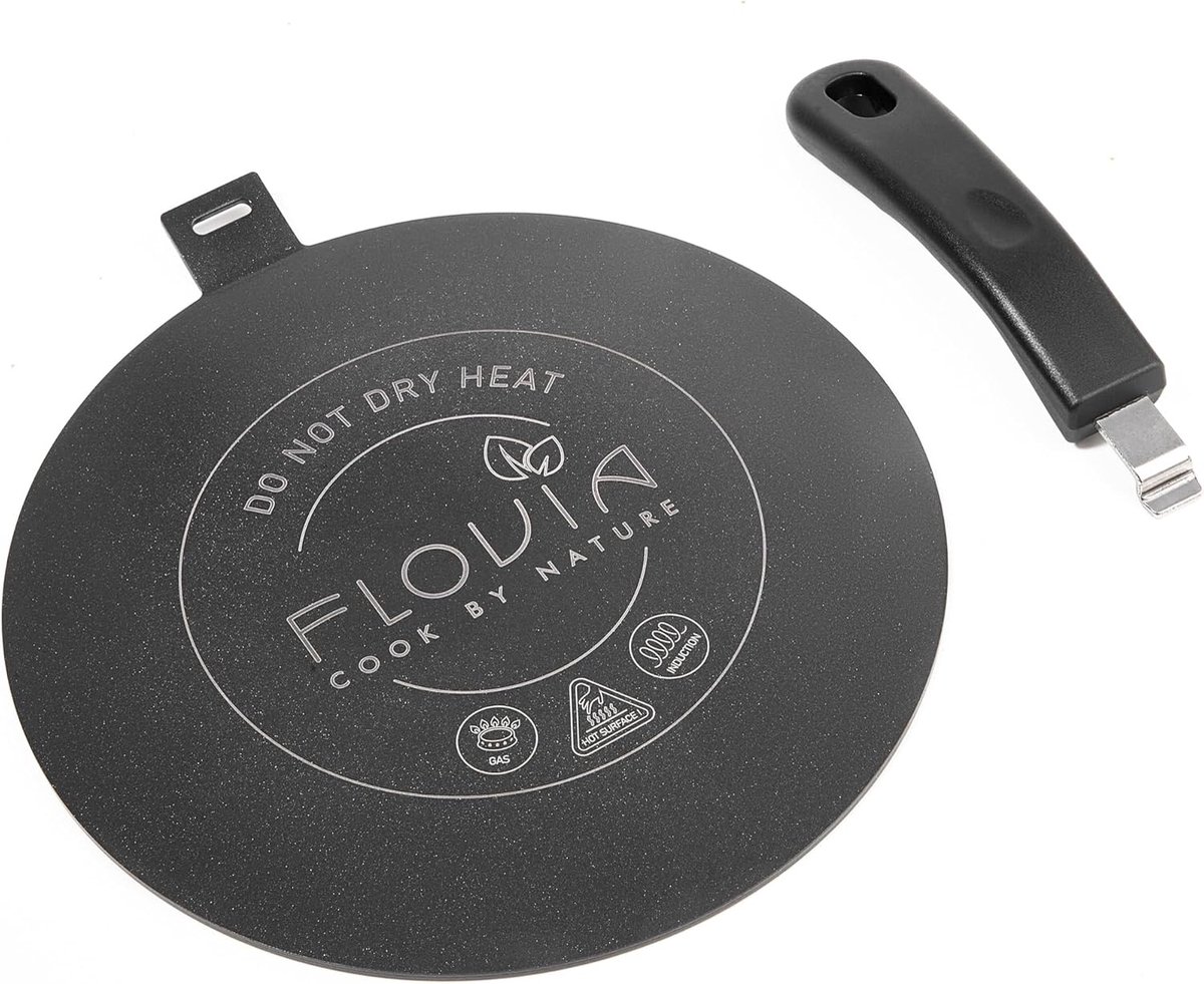 SnelShoppen - Inductie adapterplaat Ø 24 cm met afneembare handgreep, warmteverspreider voor niet-inductiepannen, geschikt voor inductie, gas en elekt