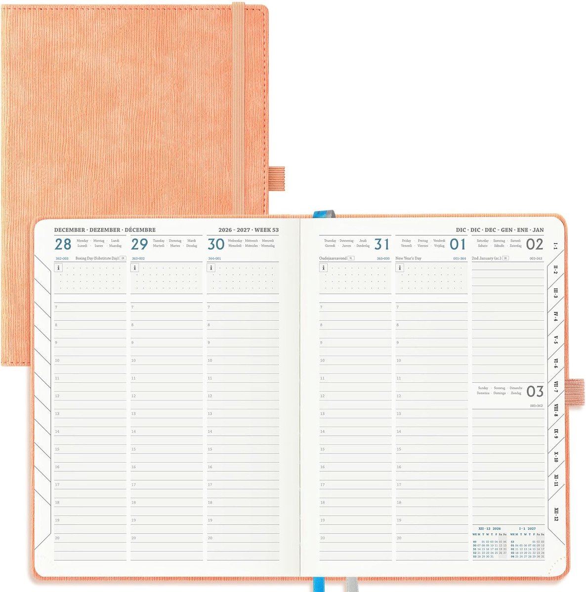 SnelShoppen - Agenda 2026 2027 A5 - Weekly Planner - School Diary - 18 Maanden Verticale Kalender - PU Leer - Roze - 21.8 x 16.2 cm