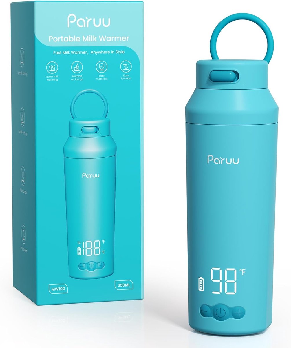 SnelShoppen - Portable Flessenwarmers voor Baby's, Snel Verwarmen in 2 Minuten, 350ml Capaciteit, 7-Staps Temperatuurregeling, Makkelijk Schoon te Mak