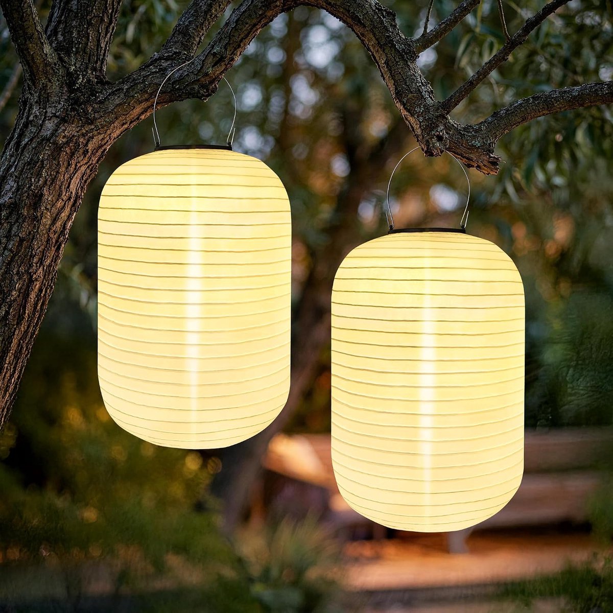 Solar Lantaarns - Hanglampen Buiten - Sfeervol Verlichten - IP65 Waterdicht - Set van 2 - Warm Wit