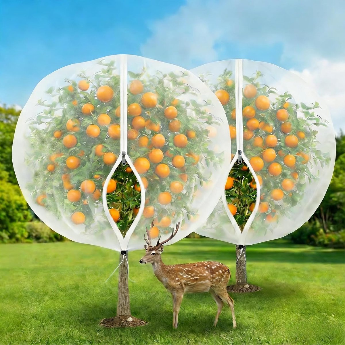 SnelShoppen - Pack van 2 Plant Beschermnetten 1.2 x 1.5 m - Fijn Gaas Insectenbescherming met Rits en Treksnoer - Voor Planten, Groenten, Fruit, Bomen