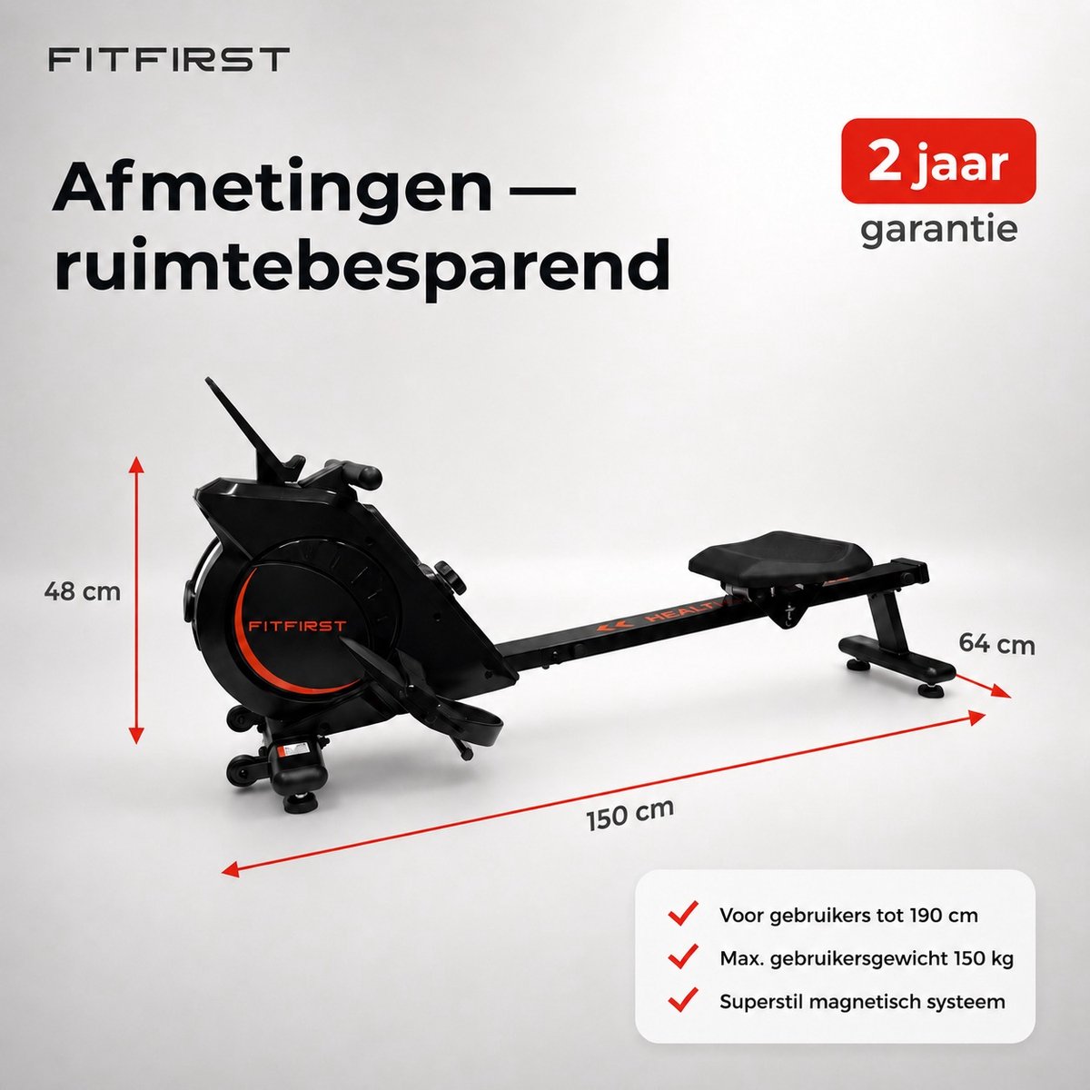 FitFirst Roeitrainer Magnetische Weerstand Zwart/Oranje - afbeelding 3
