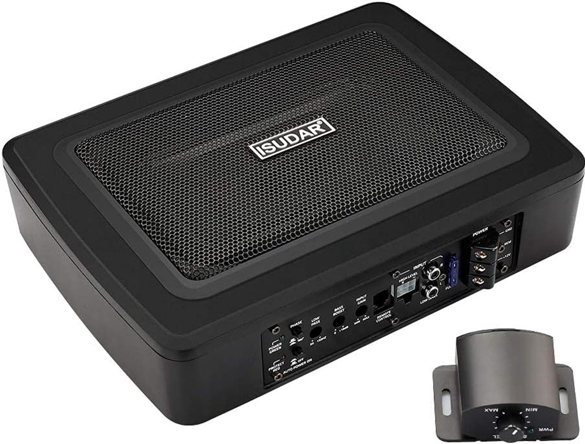 Auto subwoofer - Onderzitspeaker - Muziek luisteren - Ingebouwde versterker - 9 inch - Zwart