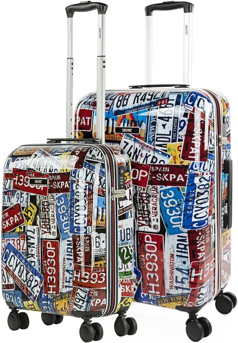 SnelShoppen - Koffer Set - Lichte Trolley en Carry-on Koffers met Wielen - Perfect voor Reizen - Zwart - 2 Stuks (S+M) - Hoogwaardige Reisorganisatie