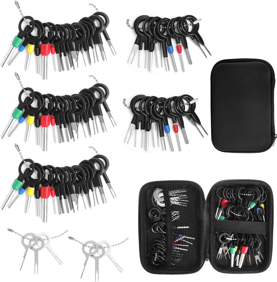 SnelShoppen - 82-delige Terminal Verwijder Tool Set voor Auto, Hoogwaardige RVS & Rubber Handvat, Perfect voor Latch Tools, Inclusief Enkel- en Dubbel