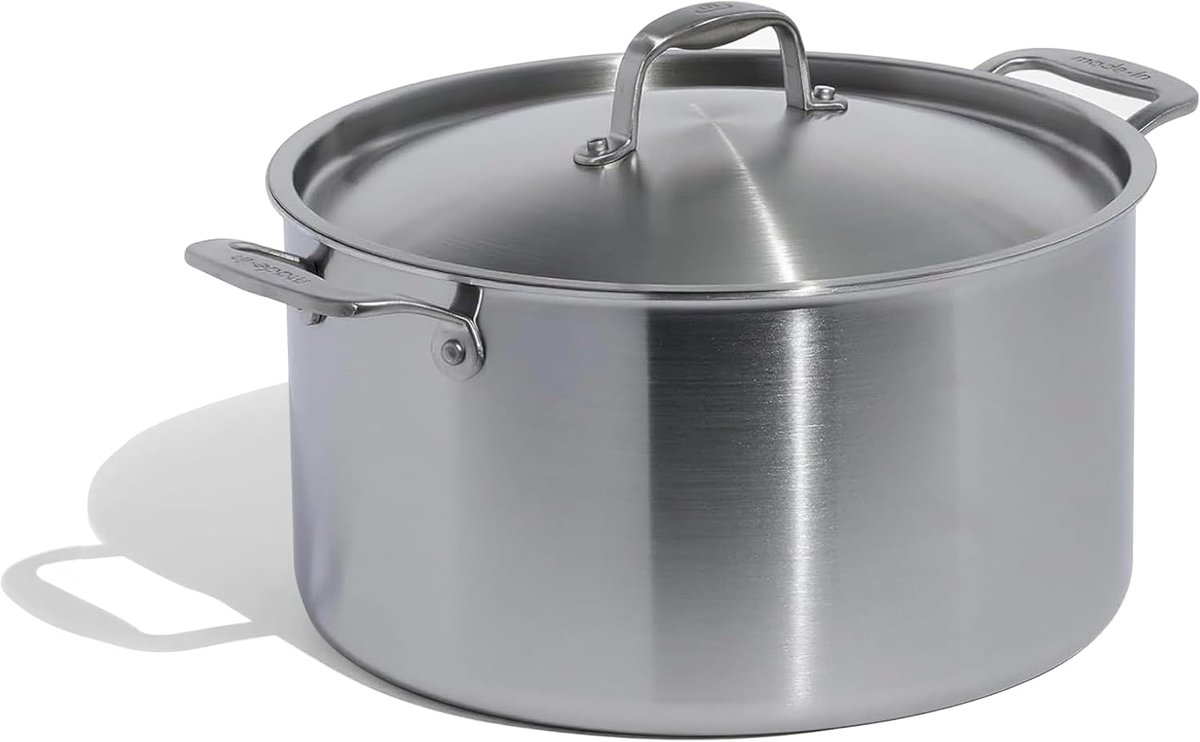 SnelShoppen - 30cm RVS Opbergtrommel met Deksel - 5-laags Roestvrij Staal - Professionele Kookgereedschappen - Geschikt voor Inductie - 12QT Inhoud