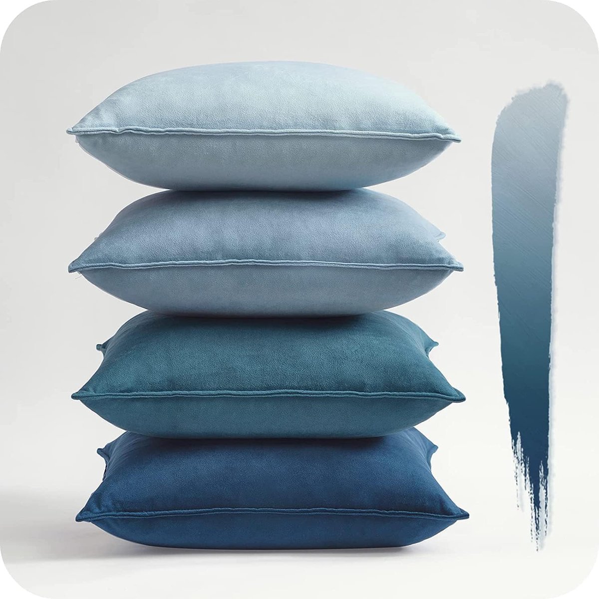 SnelShoppen - Fluffy Throw Pillow Case 50x50cm - Blauw Velvet Kussenhoezen voor Sofa en Bed - Set van 4 - Stijlvol Gradient Design voor Woonkamer en S