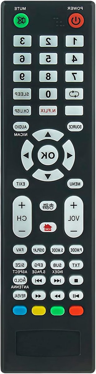Afstandsbediening - Universele Bediening - TV Kijken - Direct Klaar Voor Gebruik - 10 Meter Bereik - Zwart