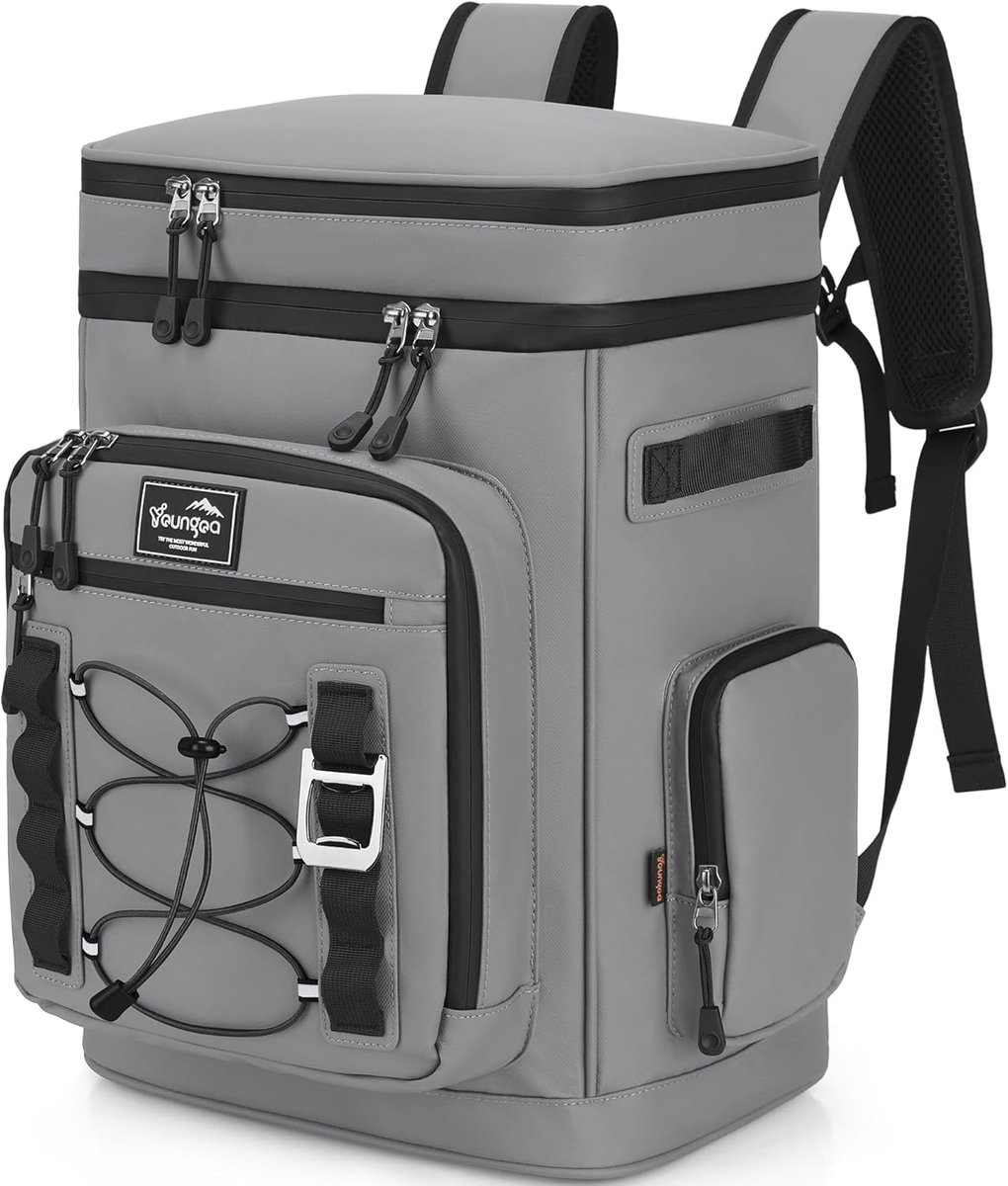SnelShoppen - Grote Koeltas Rugzak 30L - Waterdichte Picknickrugzak voor Strand, Outdoor, Camping - Grijs - Ideaal voor Drankjes, Fruit en Accessoires