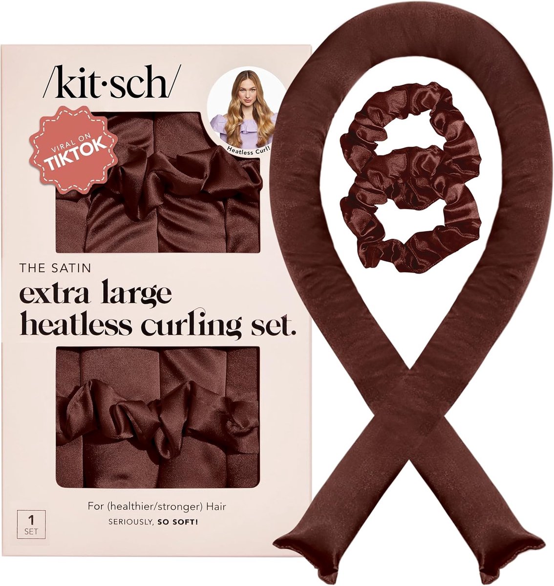 SnelShoppen - Kitsch Satin Heatless Curling Iron XL - Nacht Haarkrullers voor Slapen - Jumbo Krullen - Nacht Kruller - Hoofdband - Geen Hitte Zacht