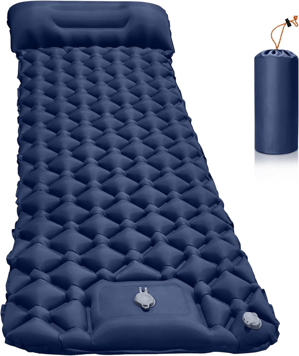 SnelShoppen - Self Inflating Camping Mattress - Ultralight Opblaasbare Matras met Voetpomp - Draagbare Luchtmat voor Camping, Strand, Outdoor Trekking