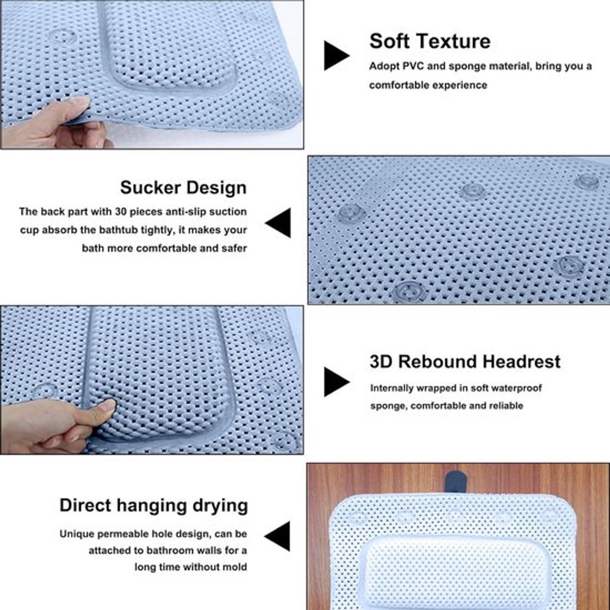 - Anti-slip Badkuipkussen met Hoofdsteun en 30 Sterke Zuignappen 127 x 36 cm- Comfortabel Badkuipkussen met Anti-slip en Hoofdsteun 127 x 36 cm- Luxe Badmatras met Anti-slip Hoofdsteun en 30 Sterke Zuignappen 127 x 36 cm