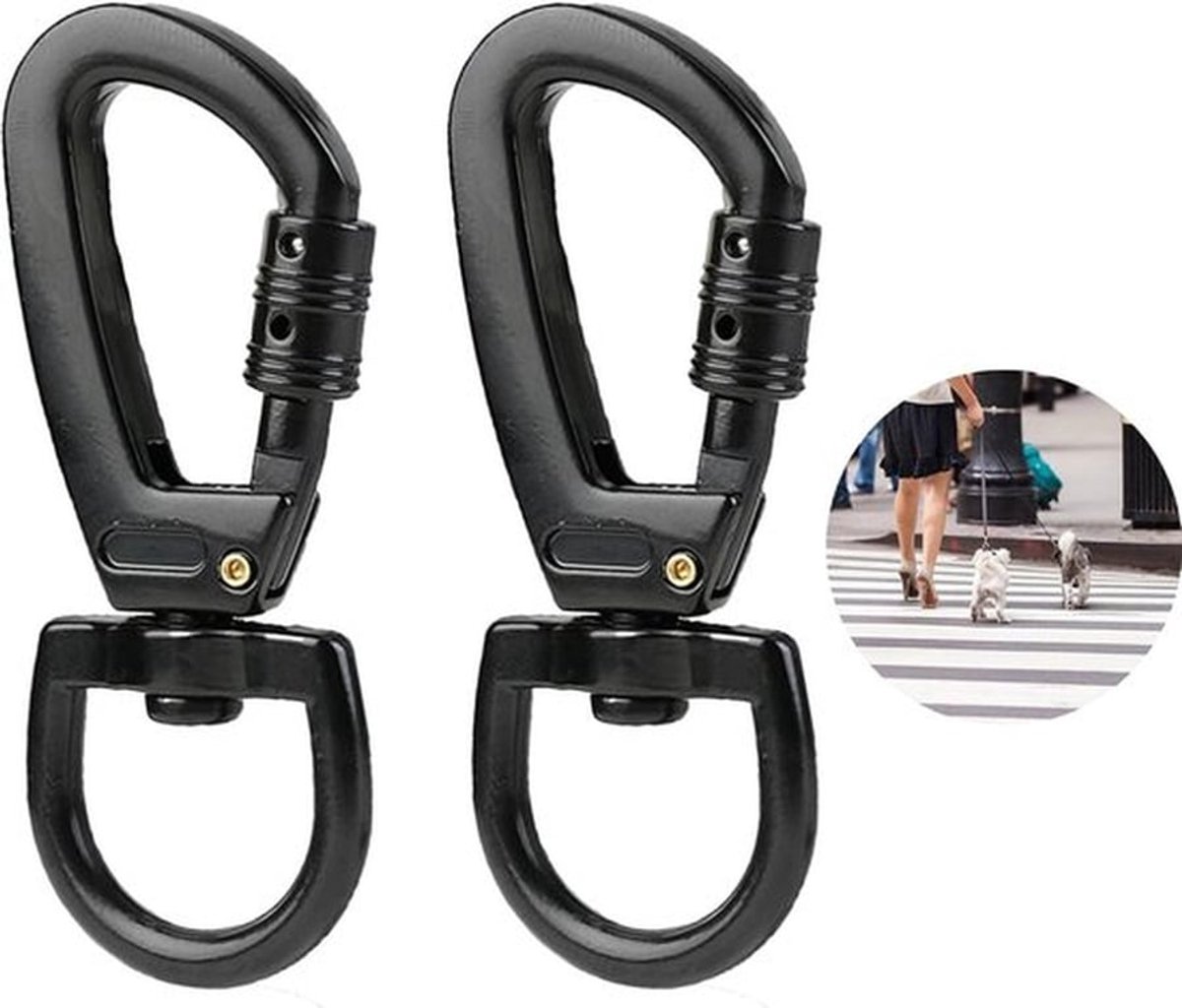 Karabijnhaak voor klimmen en camping, schroefkarabijnhaak voor hangmatten, 2 stuks met Twist Locking systeem