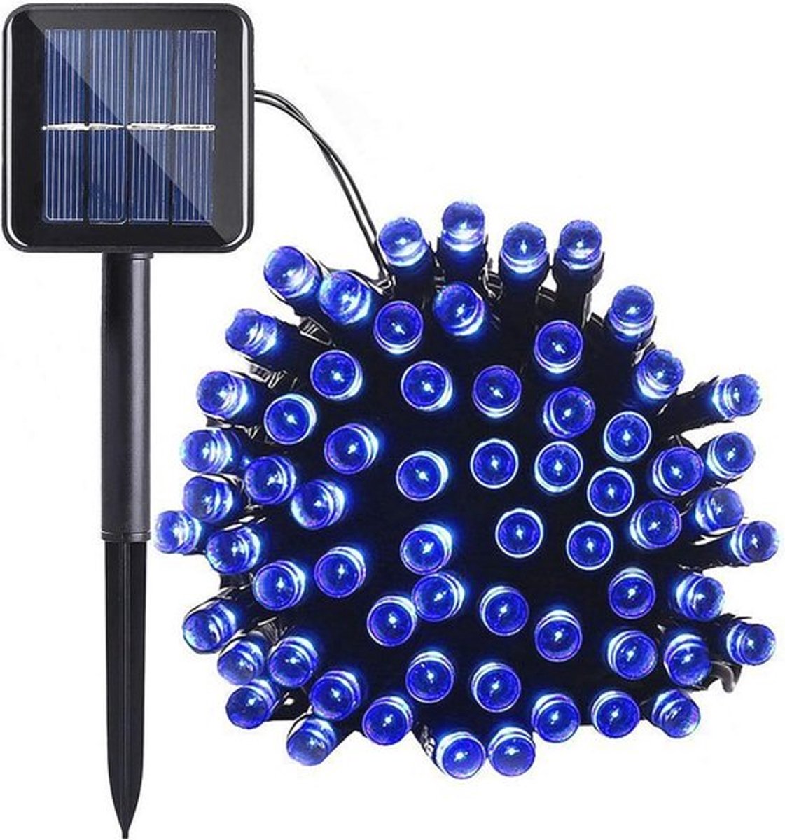 100 LED Lichtketting op Zonne-energie - 12 Meter Blauw Dimbaar Waterdicht voor Tuin en Decoratie